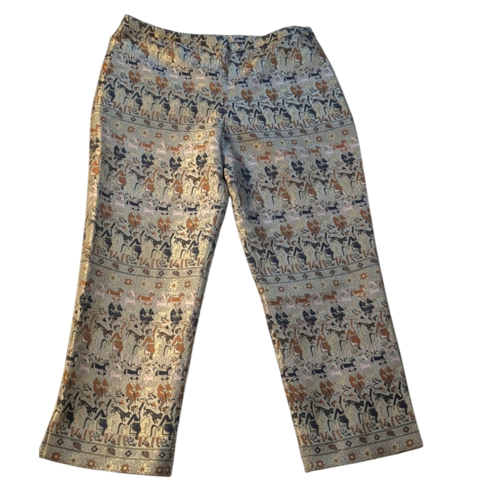 Jil Sander Silky Cropped Gold/Rust Brocade Pants Size 36 US 6 Exc Condition - Picture 2 of 7